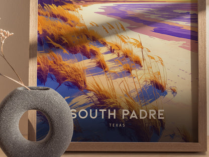 South Padre Island Poster | Texas Beach Gulf Coast Sunset Wall Art