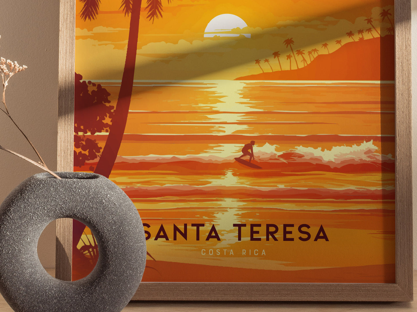 Santa Teresa Costa Rica Poster | Surf Art | Pura Vida Beach Sunset Print