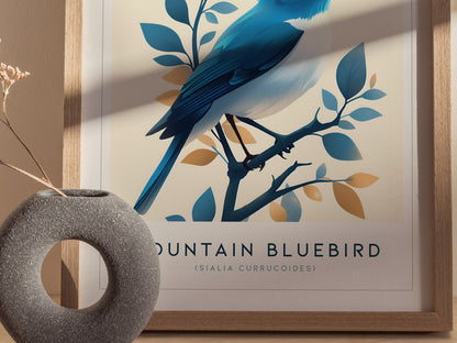 Mountain Bluebird Poster | Vintage Bird Wall Art Print