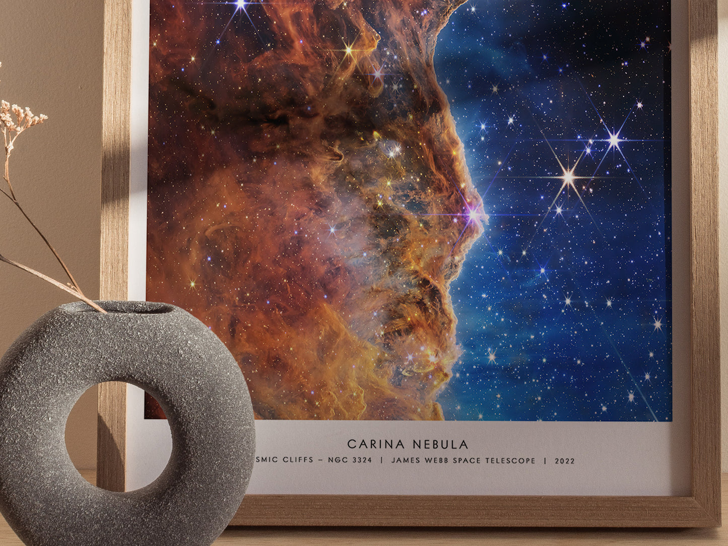 Close-up detail of Carina Nebula NGC 3324 cosmic cliffs from NASA James Webb image