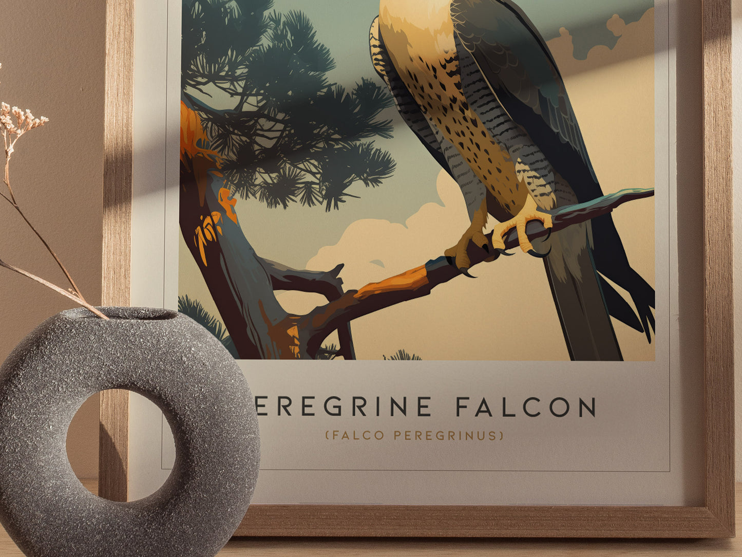 Peregrine Falcon Poster | Modern Audubon Bird of Prey Wall Art Print