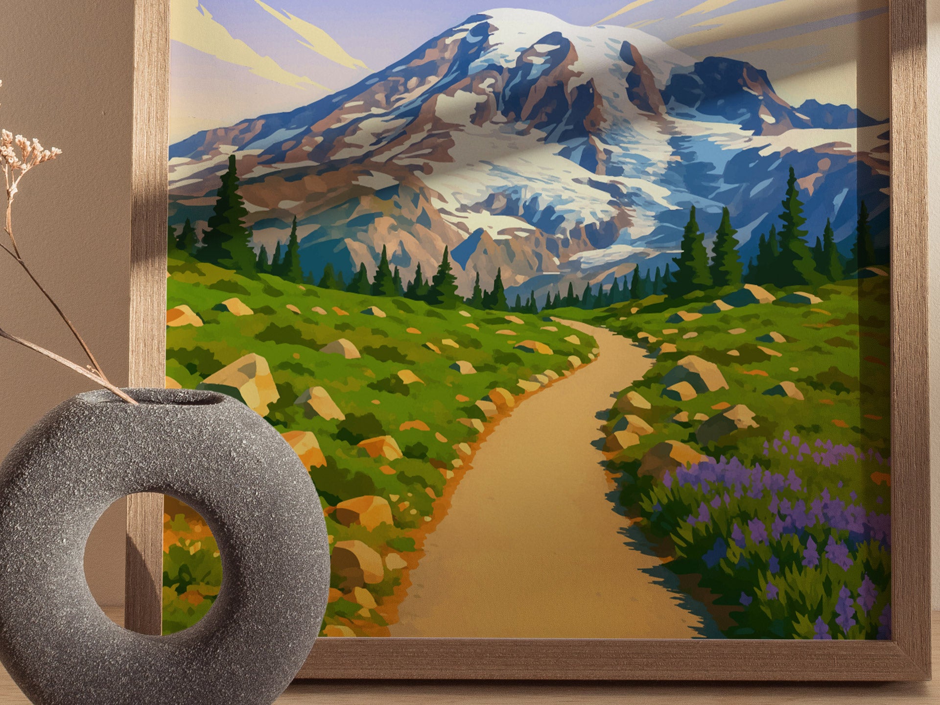 Skyline Loop Trail Poster | Mount Rainier Art | Washington Hiking Print