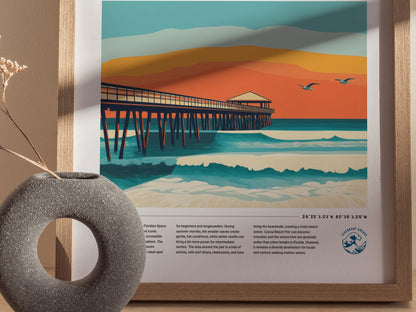 Cocoa Beach Pier Surf Spot Poster | Florida Surfer Wall Art | Framed or Unframed