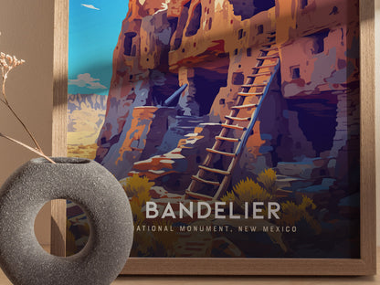 Bandelier National Monument Poster | New Mexico Pueblo Ruins Southwest Wall Art | Framed or Unframed