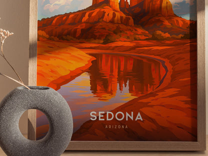 Sedona Arizona Poster | Red Rock Desert Art Southwest Travel Gift