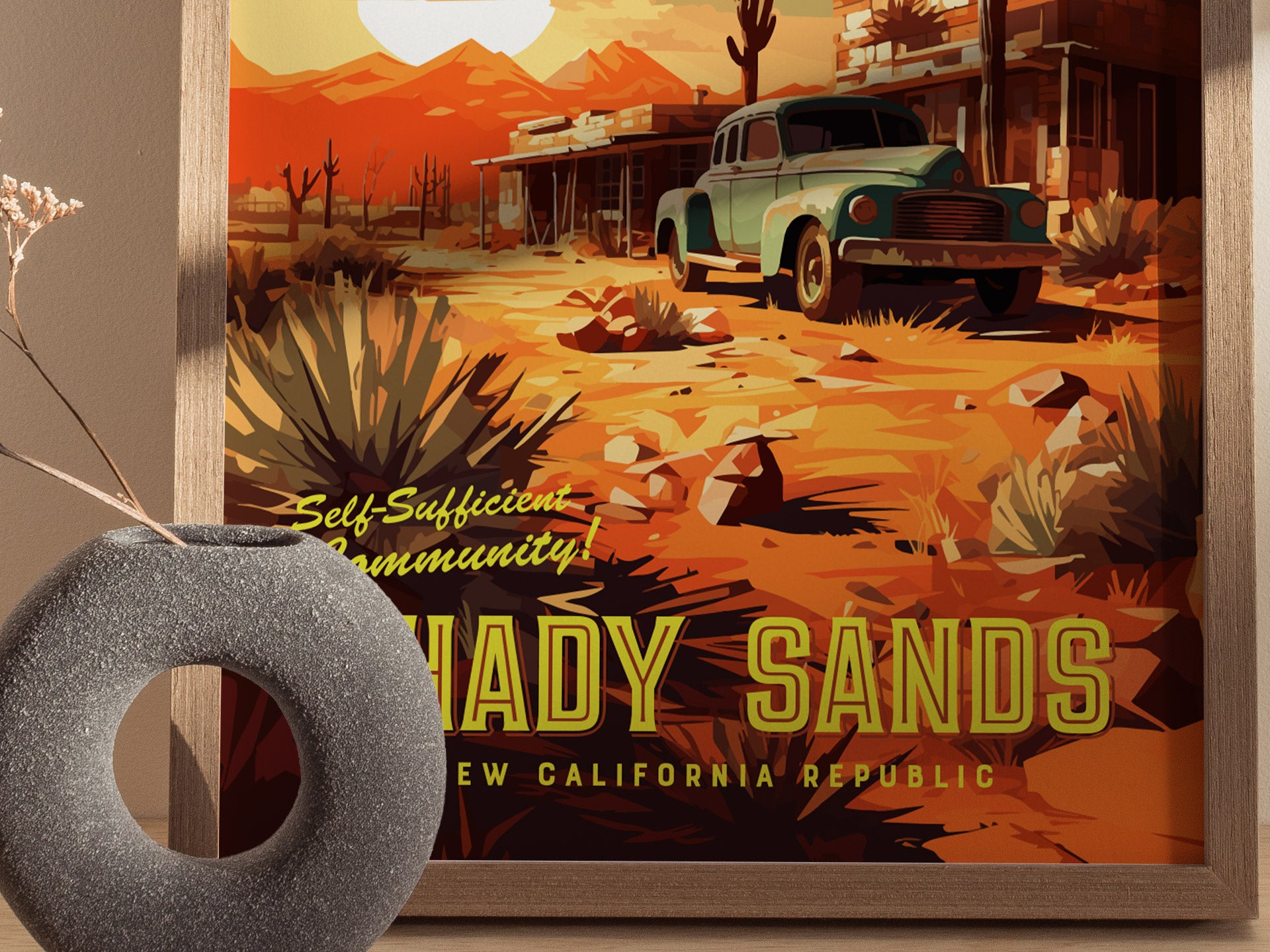 Shady Sands Poster | Fallout Gamer Wall Art | Framed or Unframed