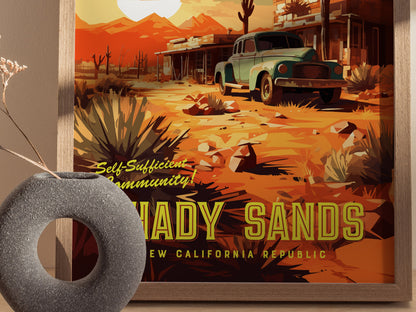 Shady Sands Poster | Fallout Gamer Wall Art | Framed or Unframed