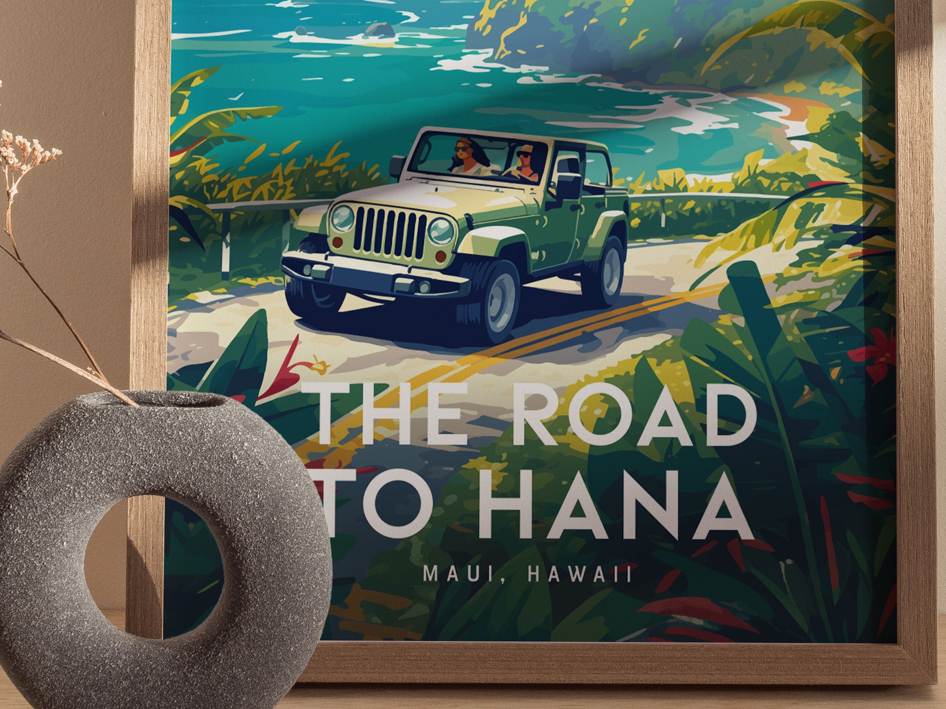 Road to Hana Poster | Maui Hawaii Scenic Drive Travel Art