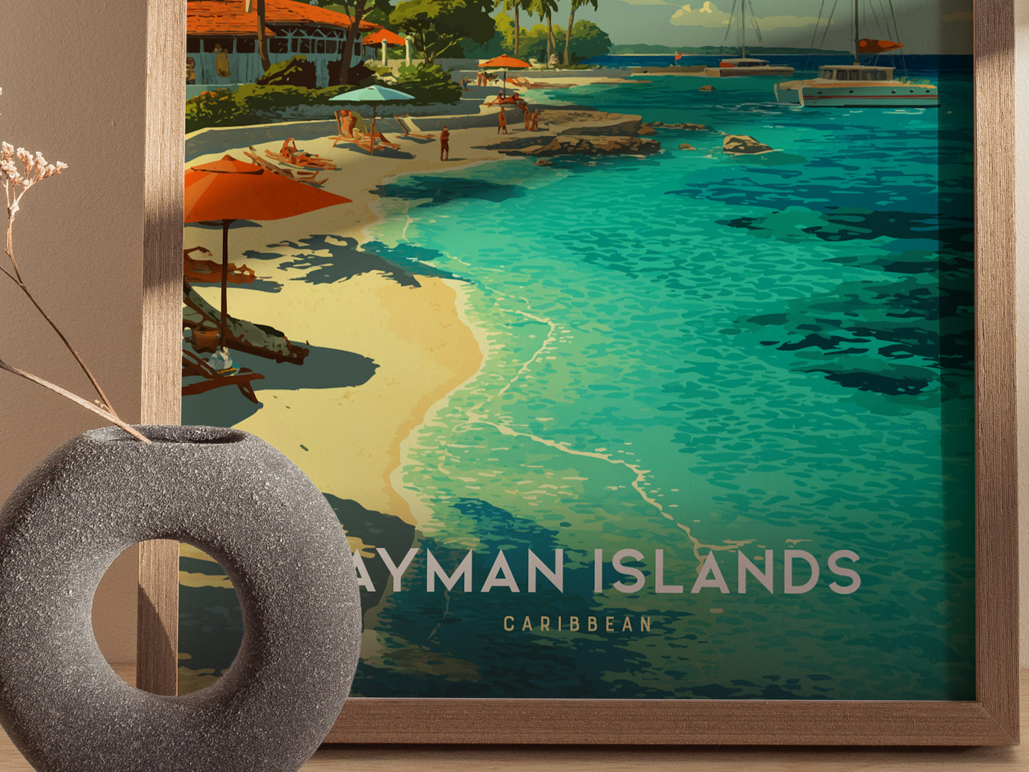 Cayman Islands Poster | Caribbean Beach Tropical Travel Print Wall Art | Framed or Unframed