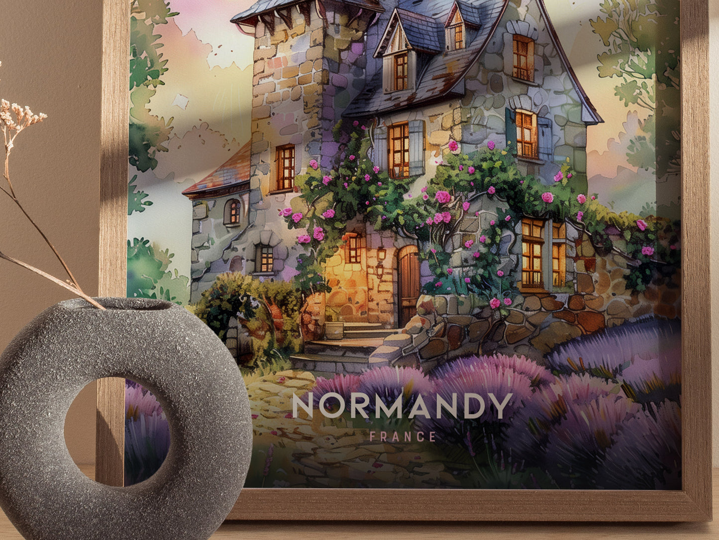 Normandy France Poster | Countryside Cottage Wall Art Print