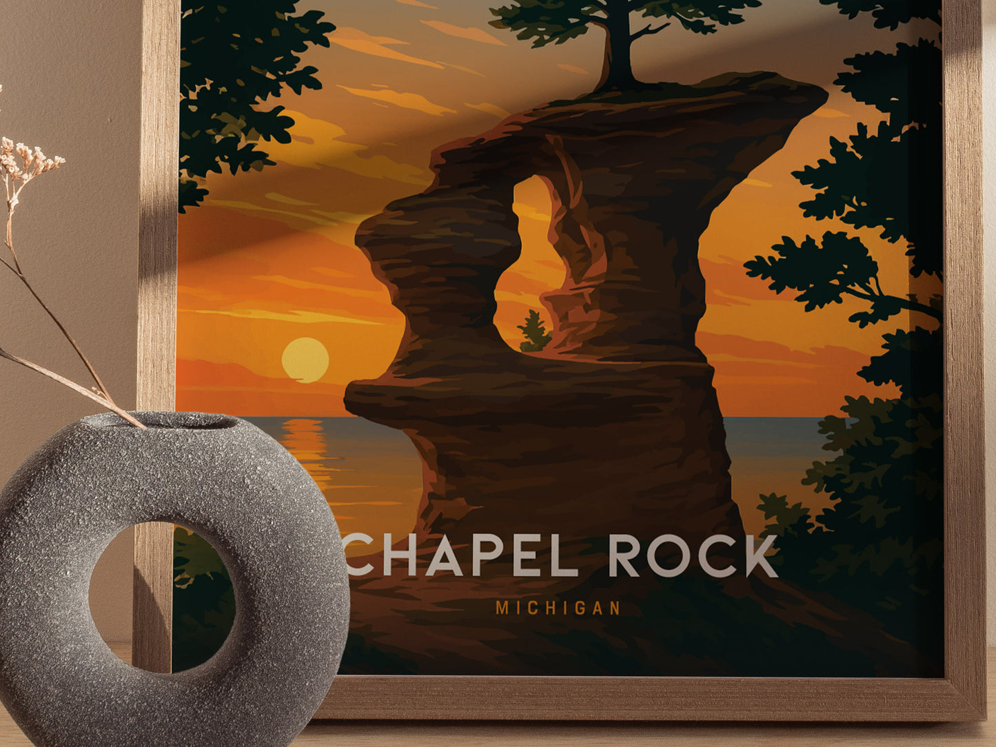 Chapel Rock Michigan Poster | Pictured Rocks Lake Superior Wall Art | Framed or Unframed