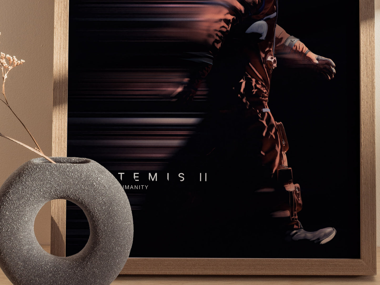 Close up of Artemis II NASA poster showing bold typography and lunar mission graphics