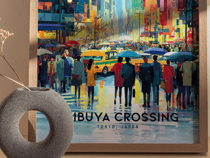 Shibuya Crossing Poster | Tokyo Japan Neon City Art Travel Gift
