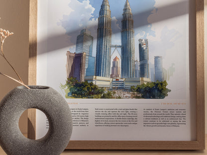 Kuala Lumpur Skyline Poster | Petronas Twin Towers Cityscape Wall Art