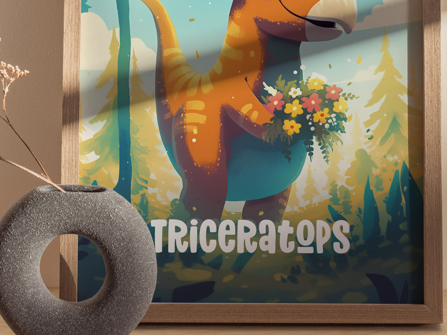 Triceratops Poster | Adventure Dinos Kids Room Art | Dinosaur Nursery