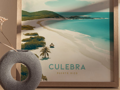 Culebra Puerto Rico Beach Poster | Tropical Caribbean Island Wall Art | Framed or Unframed