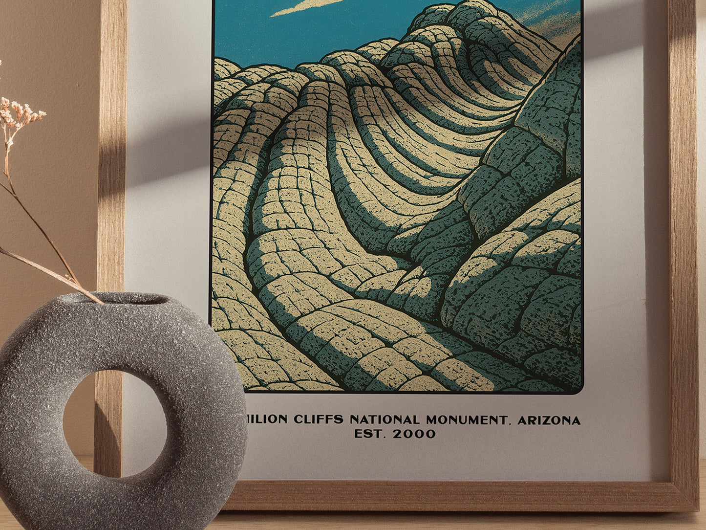 White Pocket Arizona Poster | Vermilion Cliffs Vintage Travel Wall Art
