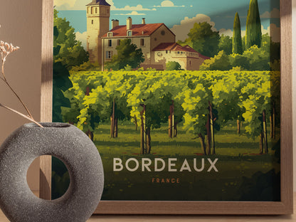 Bordeaux France Winery Travel Print | Wine Country Wall Art | Framed or Unframed