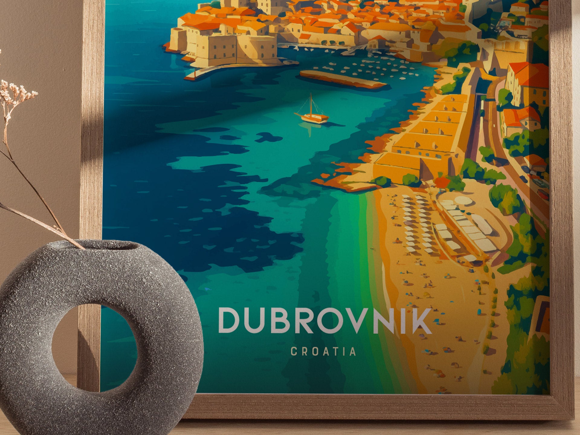 Dubrovnik Croatia Poster | Coastal Old Town Wall Art | Framed or Unframed