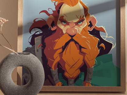 Dwarf Fantasy Poster | Kids Room Decor Wall Art | Framed or Unframed