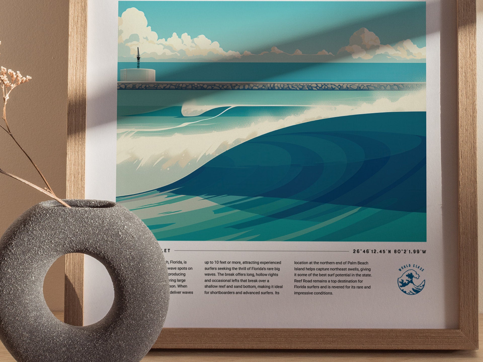 Reef Road Wave Poster | Florida Surf Spot Art | Minimalist Ocean