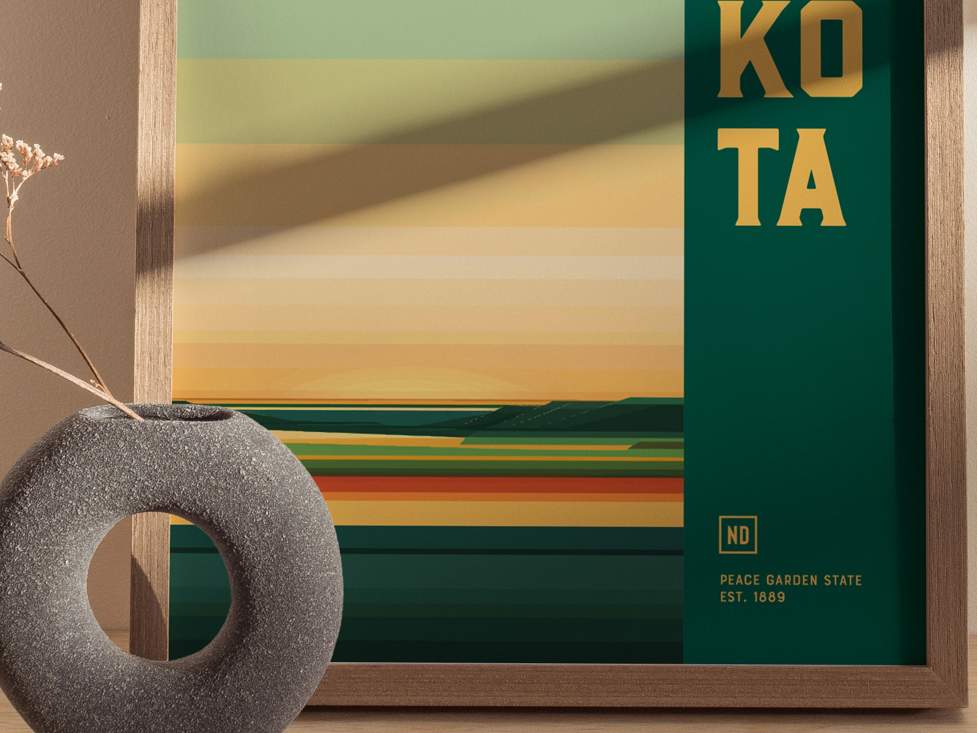 North Dakota Peace Garden State Poster | Badlands Wall Art