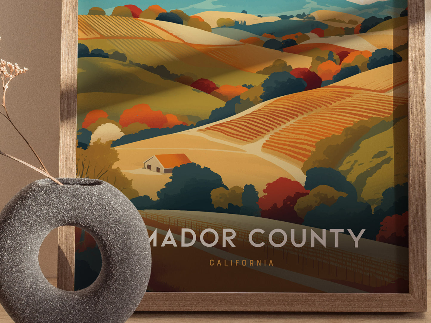 Amador County California Vineyards Poster | Wine Country Wall Art | Framed or Unframed