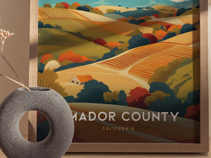 Amador County California Vineyards Poster | Wine Country Wall Art | Framed or Unframed
