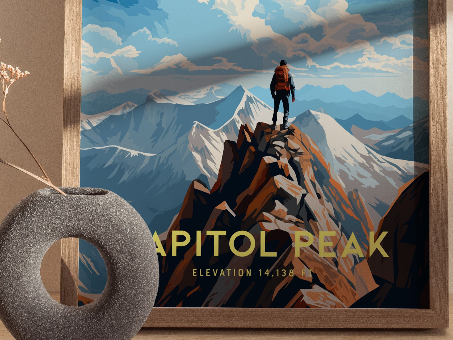 Capitol Peak Colorado Fourteener Poster | Mountain Hiker Wall Art
