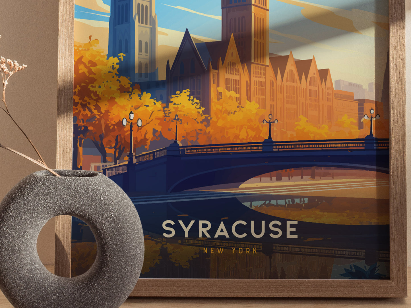 Syracuse Poster | New York Skyline Art | Central NY City Gift Decor