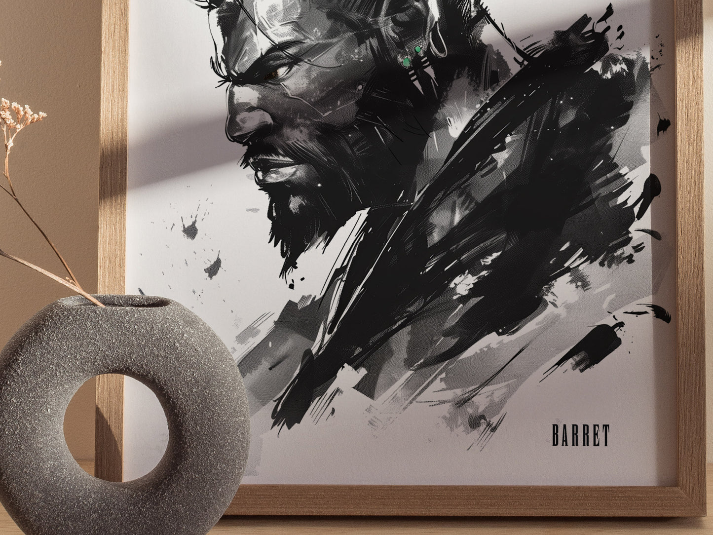 Barret Final Fantasy VII Poster | Classic FF7 RPG Gamer Wall Art | Framed or Unframed