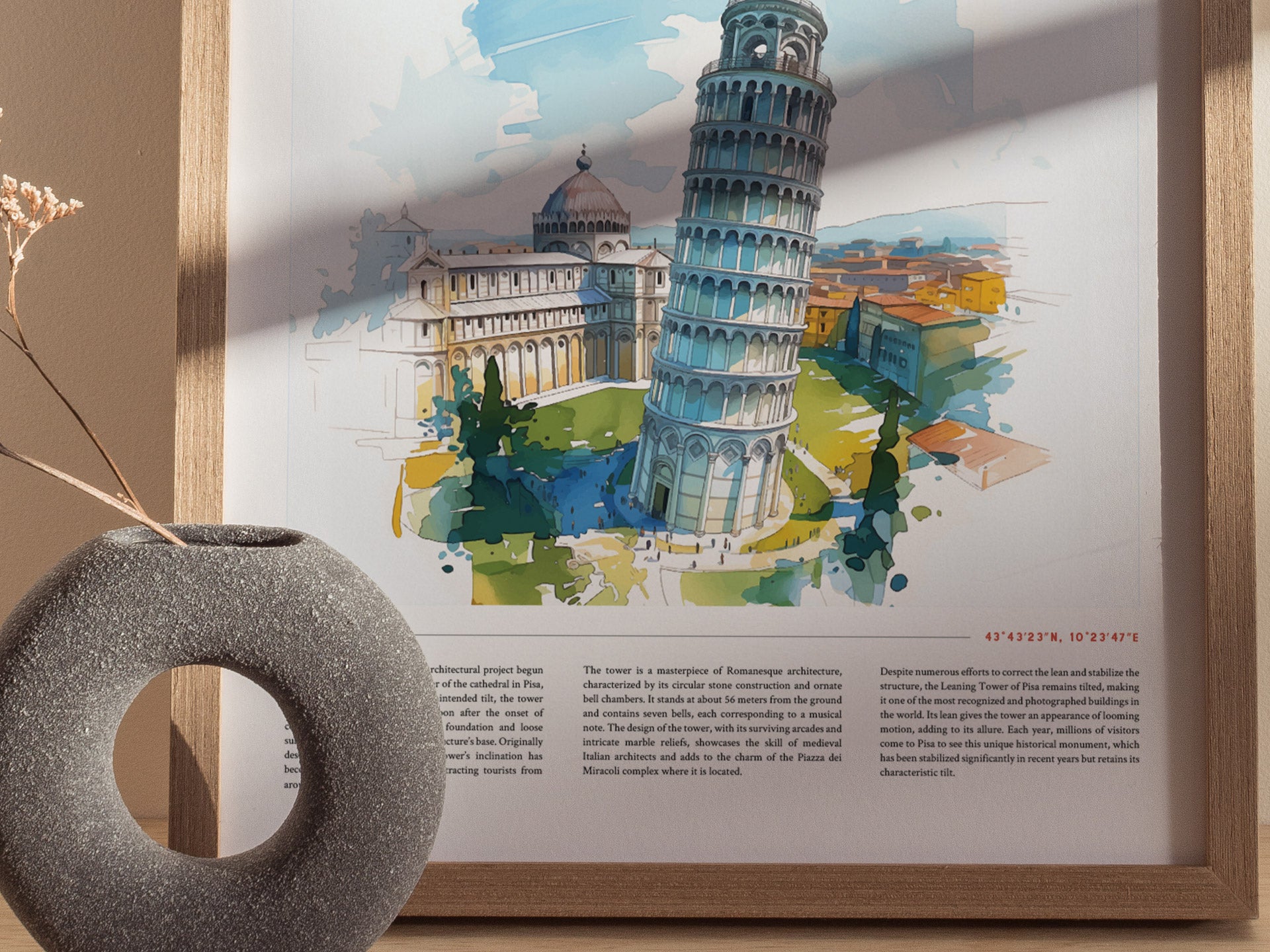 Leaning Tower of Pisa Poster | Italy Travel Wall Art