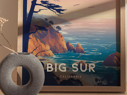 Big Sur California Poster | Pacific Coast Highway Cliffside Travel Wall Art