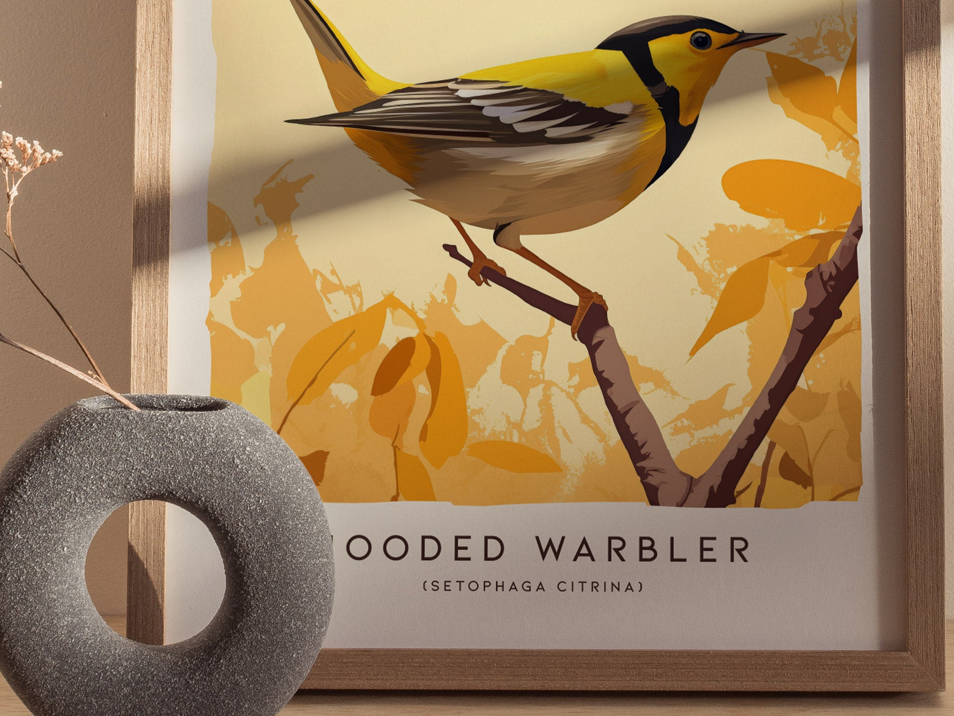 Hooded Warbler Poster | Modern Bird Wall Art Decor