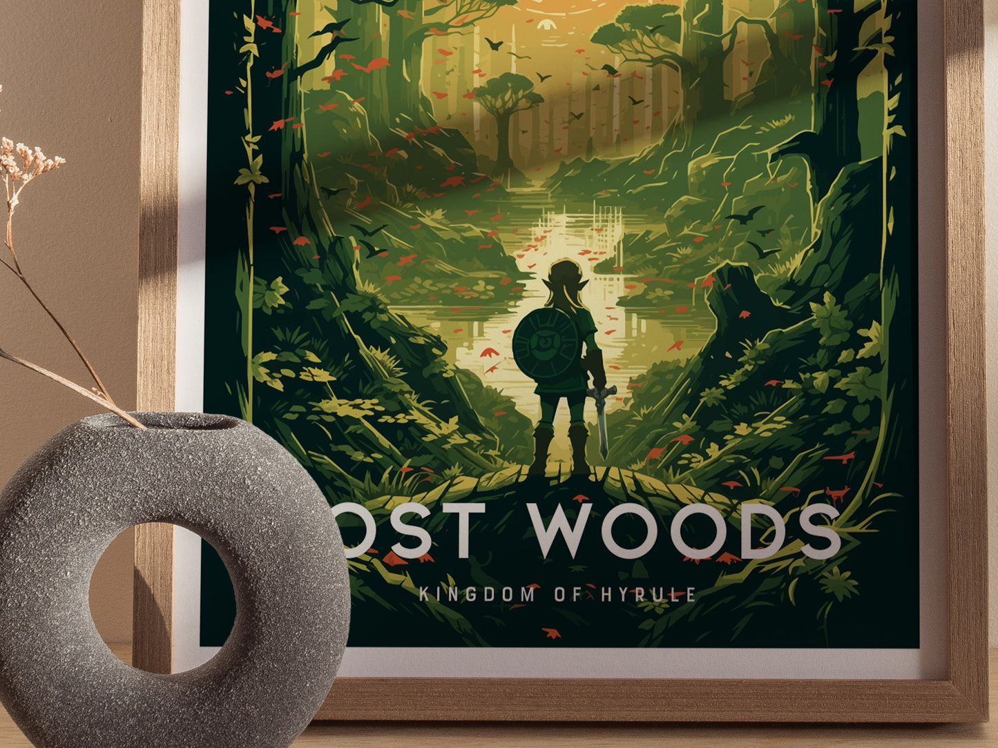 Zelda Lost Woods Poster | BOTW Fan Art Print | Mystical Hyrule Wall Decor | Framed or Unframed