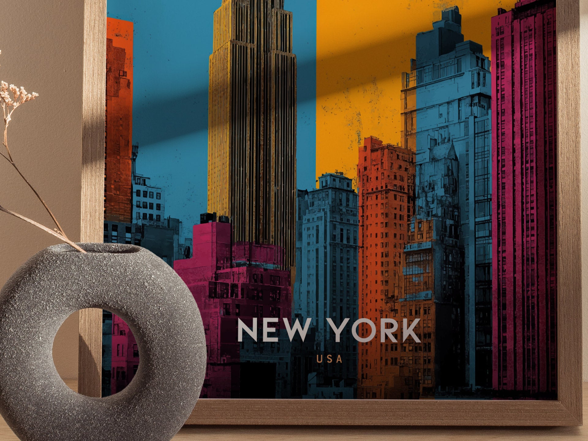 New York City Skyline Poster | Empire State Building Pop Art Print