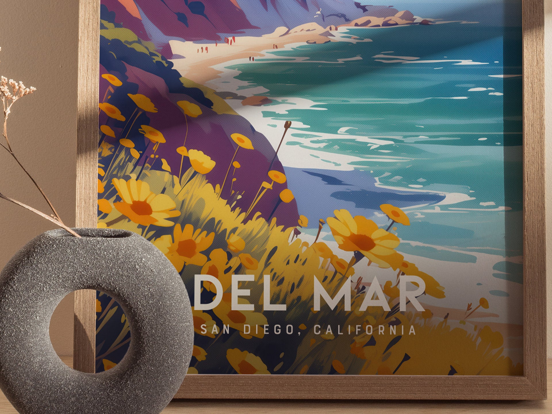 Del Mar California Poster | San Diego Beach Wall Art | Framed or Unframed
