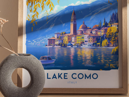 Lake Como Poster | Italy Alpine Lake Travel Wall Art