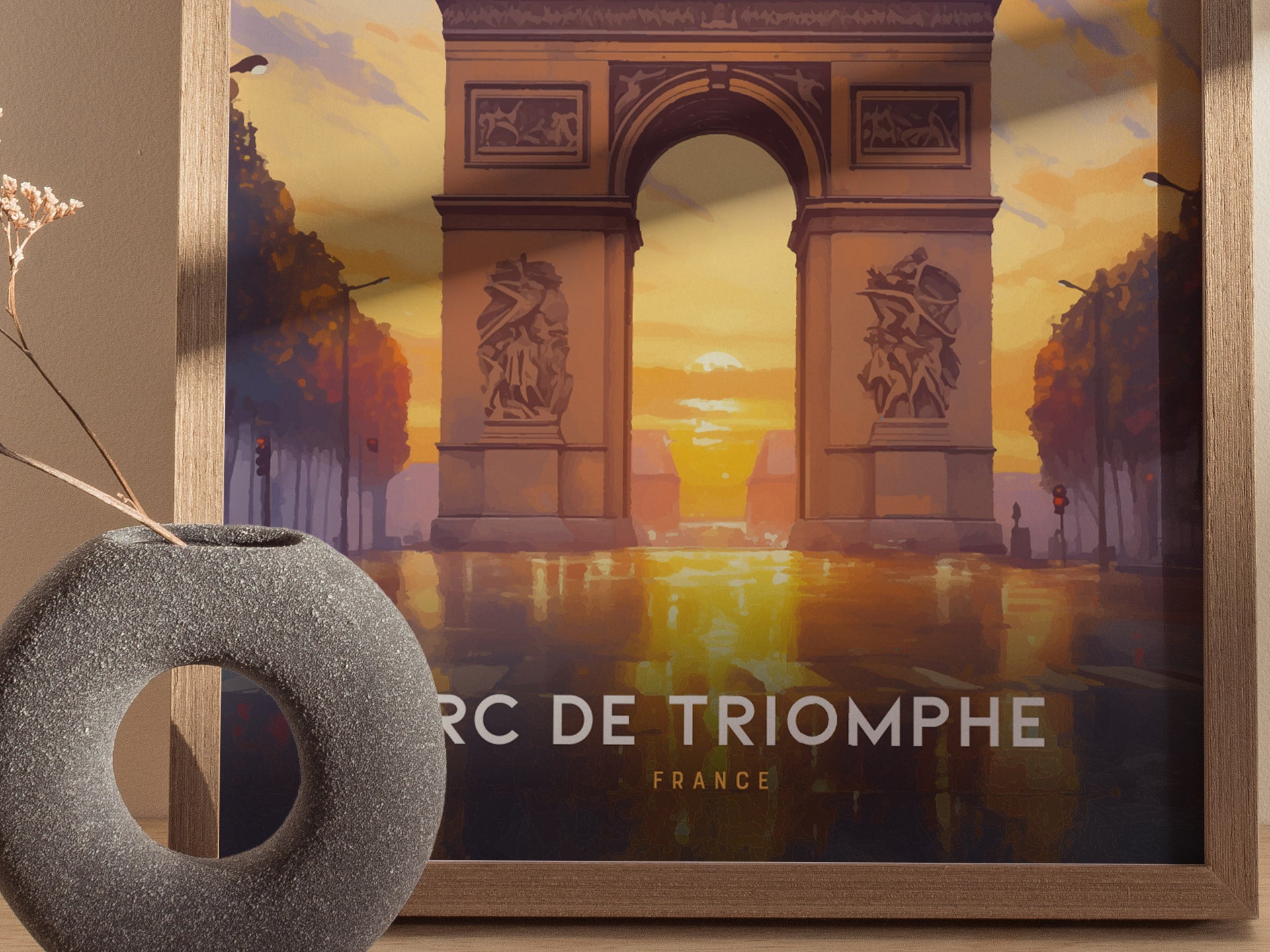 Arc de Triomphe Poster | Paris France Landmark Travel Print Wall Art | Framed of Unframed