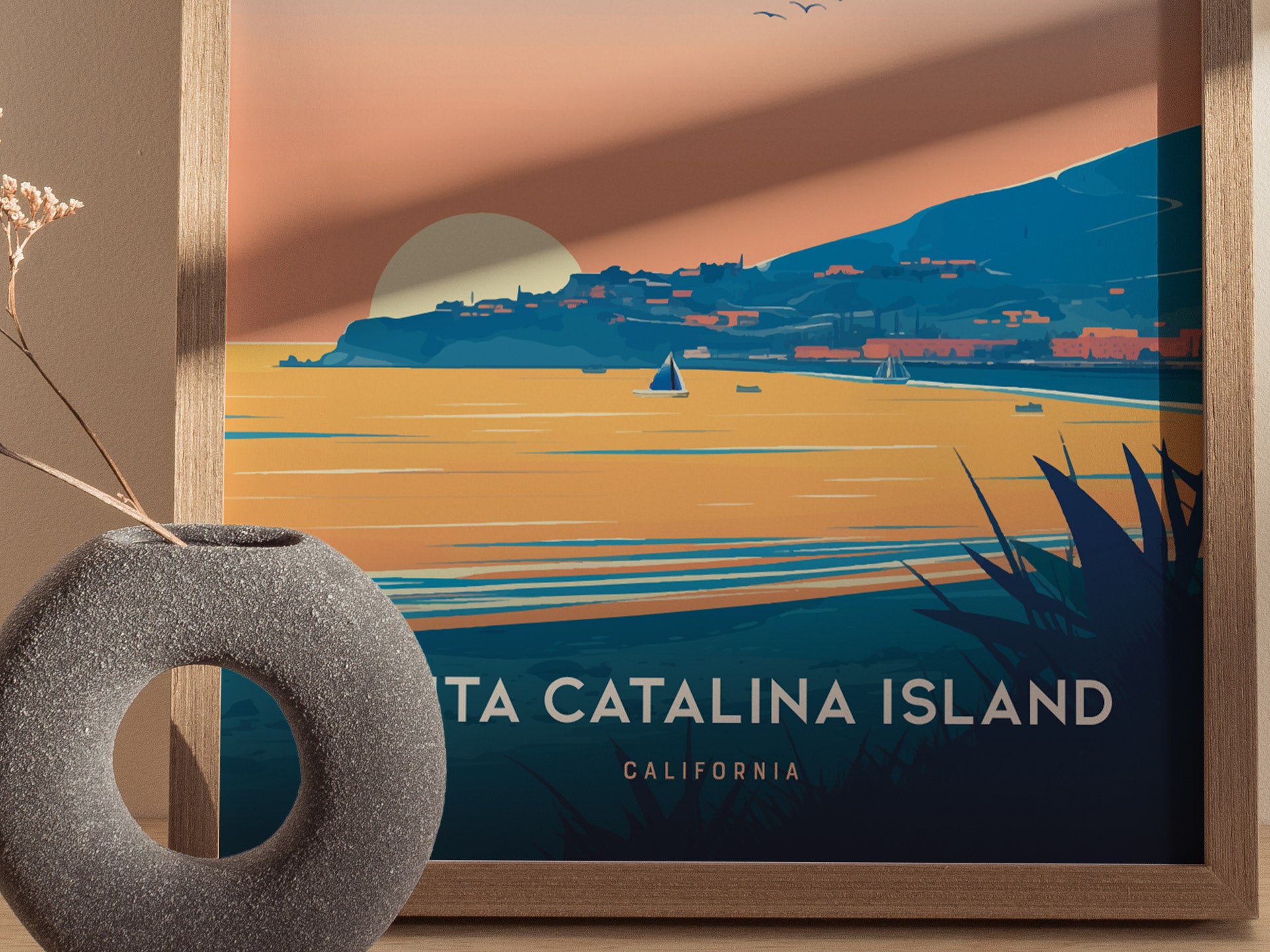 Catalina Island Poster | California Coastal Art | Santa Catalina Beach