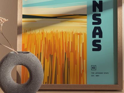 Kansas Jayhawk State Poster | Great Plains Wall Art