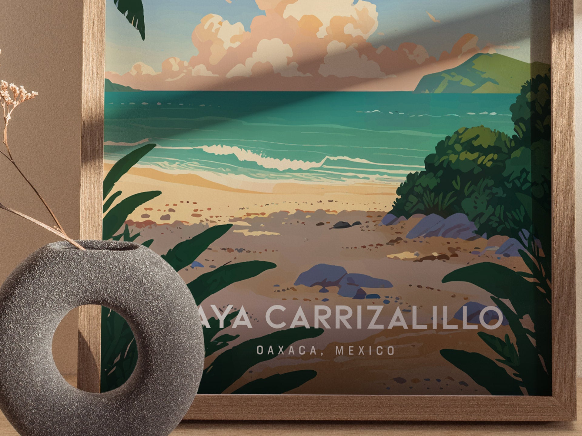 Playa Carrizalillo Poster | Puerto Escondido Oaxaca | Mexico Beach Art