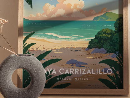 Playa Carrizalillo Poster | Puerto Escondido Oaxaca | Mexico Beach Art