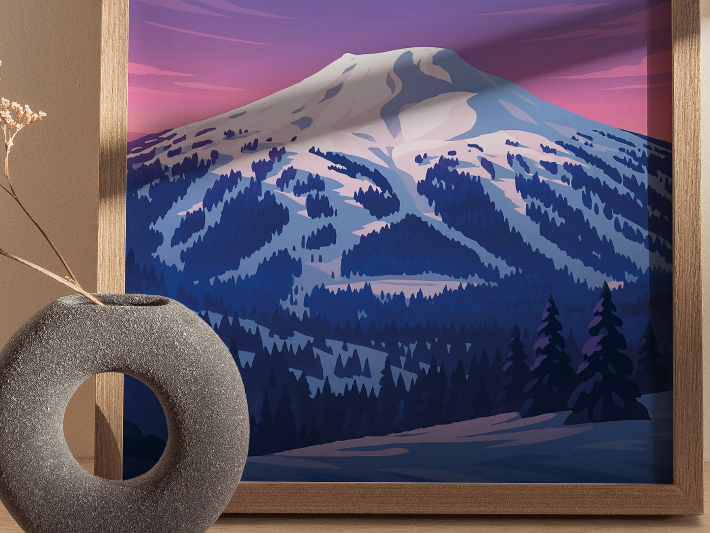 Mount Bachelor Poster | Oregon Cascade Minimalist Wall Art