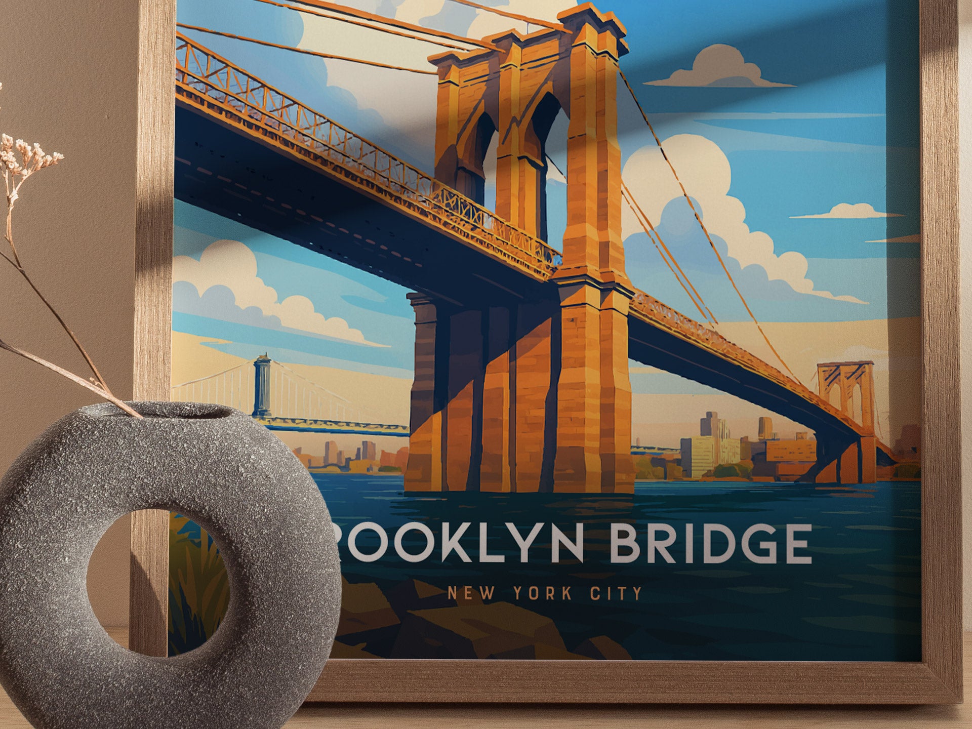 Brooklyn Bridge NYC Poster | Iconic New York Wall Art | Framed or Unframed