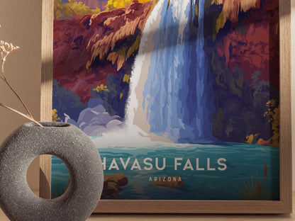 Havasu Falls Poster | Arizona Waterfall Nature Wall Art