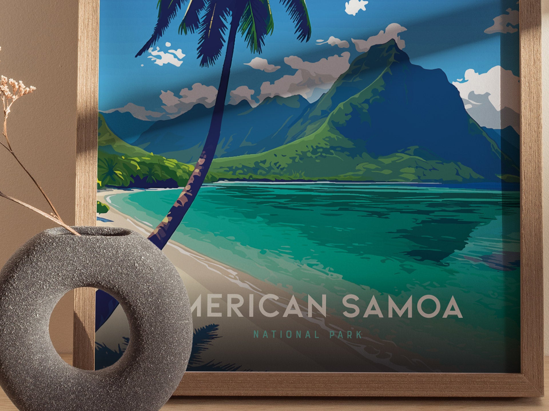 American Samoa Poster | Ofu Beach National Park Tropical Wall Art | Framed or Unframed