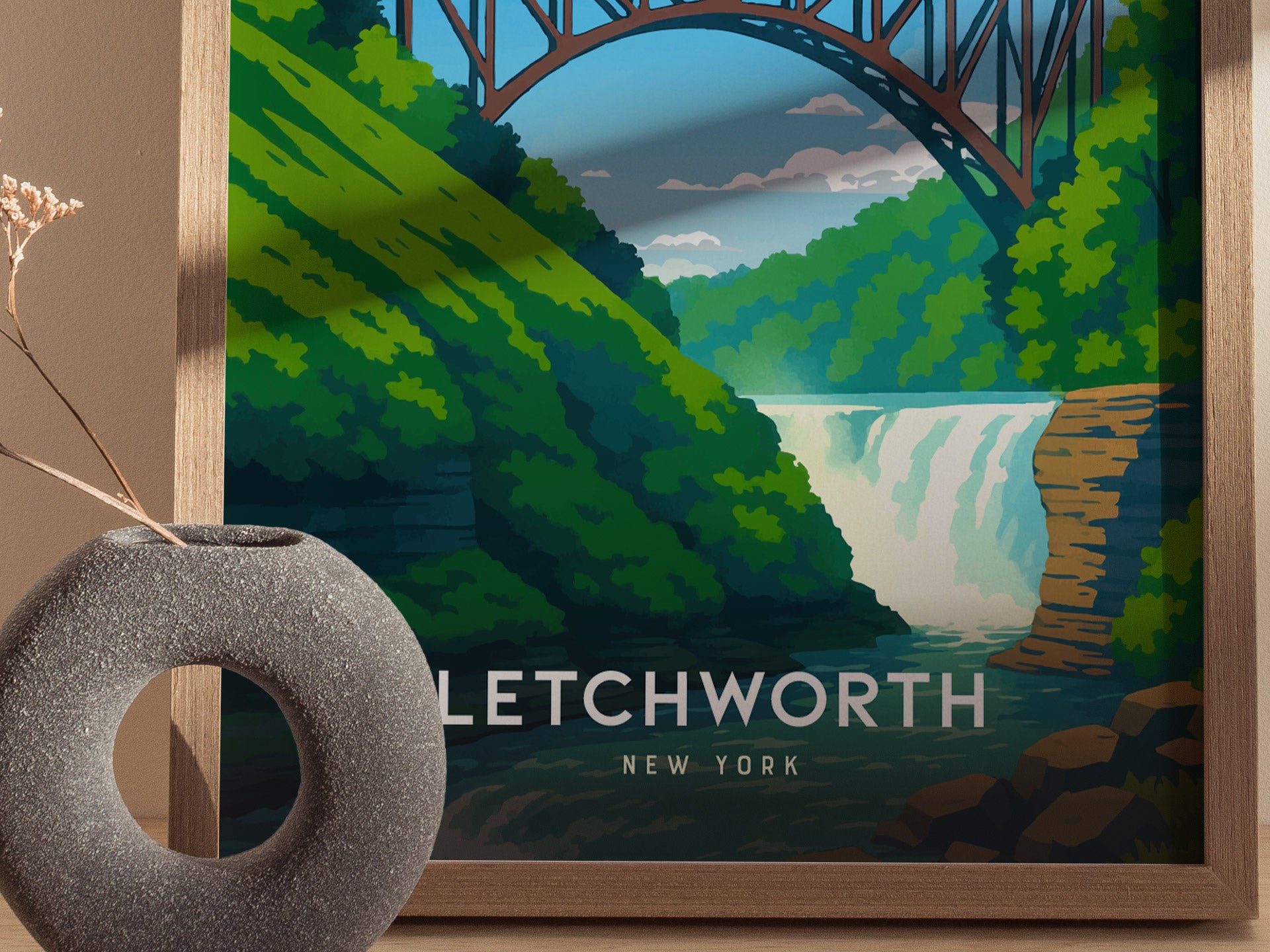 Letchworth State Park Poster | New York Travel Print Wall Art | Framed or Unframed
