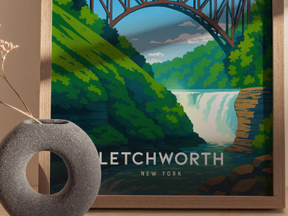 Letchworth State Park Poster | New York Travel Print Wall Art | Framed or Unframed