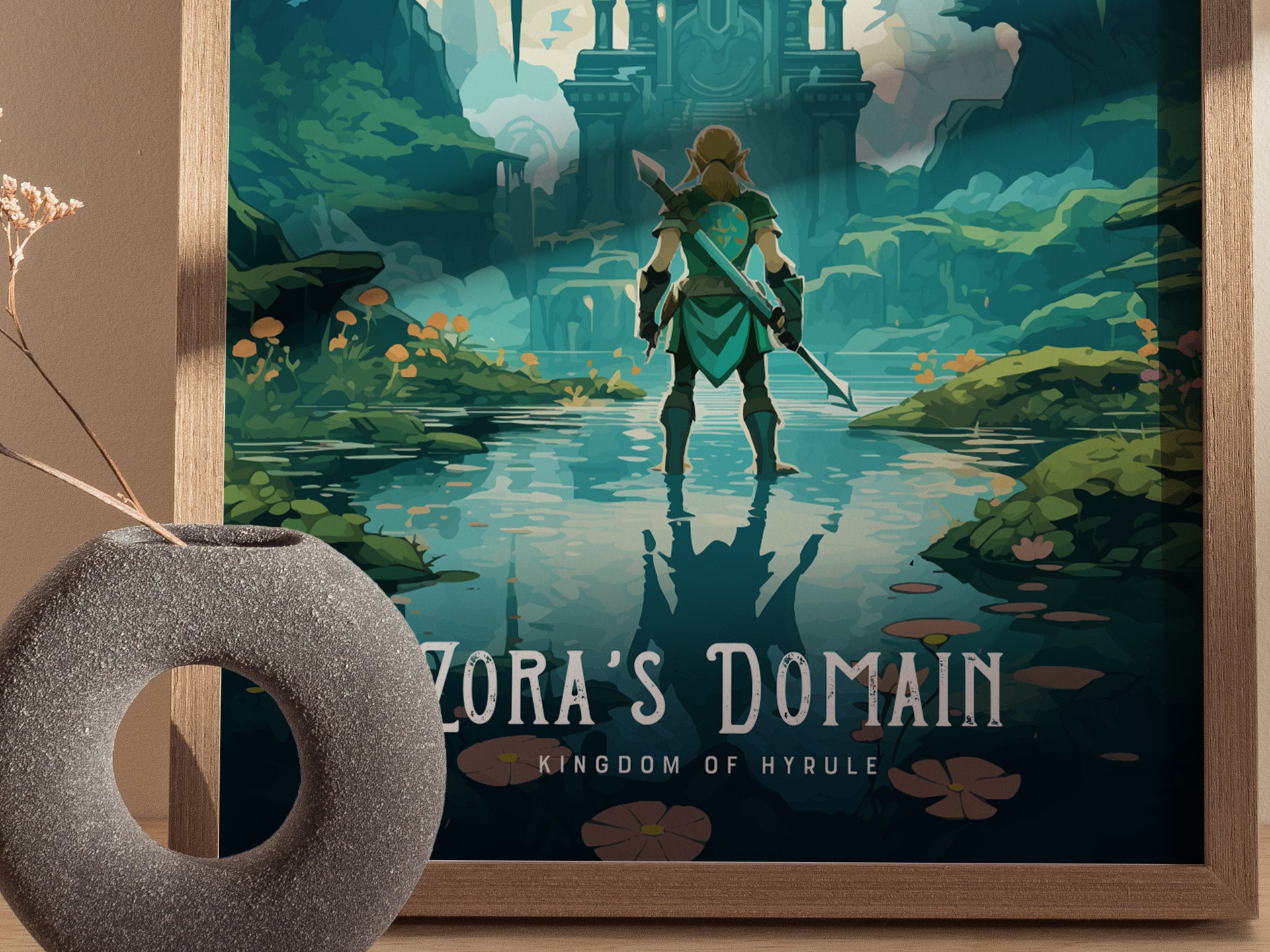Zora’s Domain Poster | Zelda BOTW Fan Art Print | Serene Hyrule Wall Decor